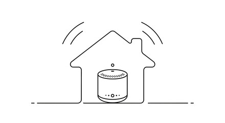 Smart home technology icon with voice assistant and wifi signal