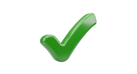 Glossy three dimensional green tick icon for success and approval