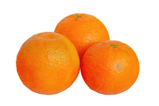 Three tangerines. Citrus fruit orange mandarin isolate. - Powered by Adobe