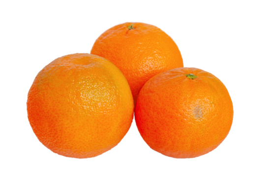 Three tangerines. Citrus fruit orange mandarin isolate.