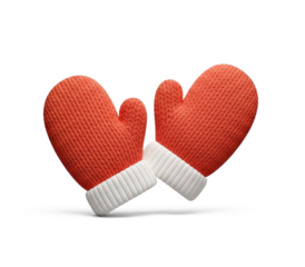 Two red mittens on a png transparent.