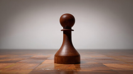 gambit. A single chess piece on a wooden board, connecting two sides in a minimalist game. tutorial guides, club newsletters, designed for tourism and weekend activity guides.

