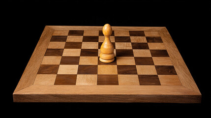 gambit. A single chess piece on a wooden board, connecting two sides in a minimalist game. tutorial guides, club newsletters, designed for tourism and weekend activity guides.
