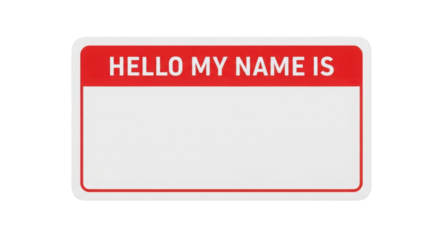 Blank "HELLO MY NAME IS" Name Tag Sticker Vector Illustration isolated on Transparent Background