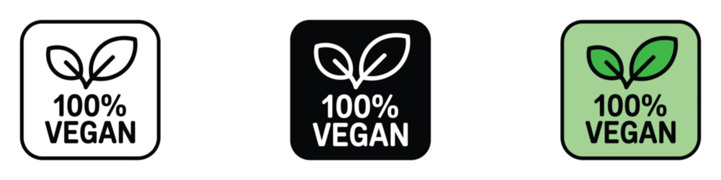 100 percent vegan icon vector. commitment to plant based food and ethical products symbol. vector illustration.