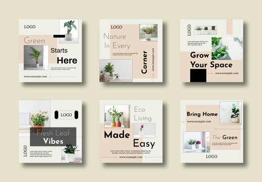 Green Plant Social Media Template Design