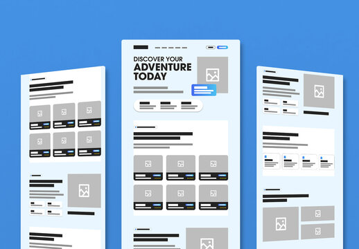 Landing Page Wireframe Template Layout Clean UX UI Design