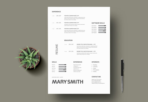 Minimalist Resume Template  Clean Professional CV