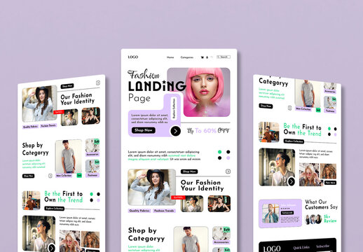 Modern fashion landing page design featuring stylish layout
