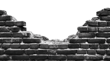 Damaged black brick isolated on transparent background