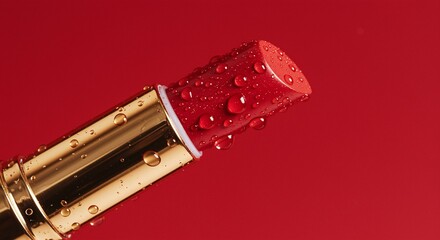 close up of a red lipstick