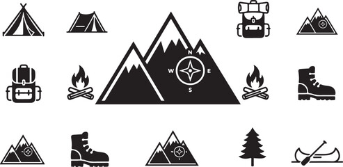 Adventure Travel Icon Set &ndash; Camping, Hiking, Exploration Symbols

Outdoor Exploration Line Icons &ndash; Mountains, Ships, Maps & More

Travel and Adventure Outline Icons Pack for Outdoor Activities
