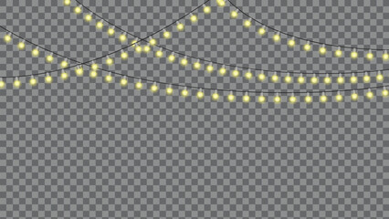 Festive string lights glowing warmly for holiday designs, event decorations, or creating a cozy atmosphere with bright, inviting illumination