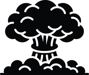Black silhouette of a mushroom cloud explosion with smoke plumes blast danger