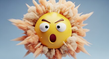 Shocked Emoji Exploding With Emotion Against a Clear Blue Sky