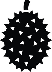 Obraz premium Black spiky fruit icon with white triangular cutouts on white background vector
