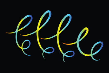 Abstract colorful glowing curved lines with neon gradient effect on black background for modern design