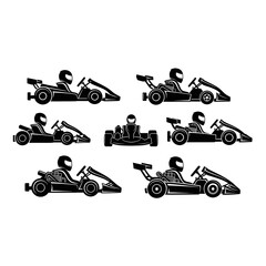 Dynamic go-kart array showcasing speed and motorsport intensity emphasizing the thrill of racing