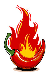 Illustration of a red hot chili pepper