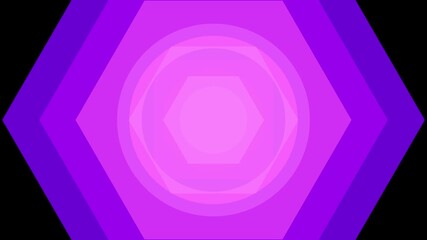 Abstract geometric pattern with concentric hexagons in shades of purple and pink, creating a mesmerizing and visually appealing design on black background - Powered by Adobe