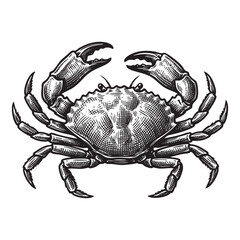 Crab Marine Animal Claws Engraving Vector Illustration