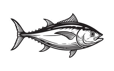 tuna fish Engraving Vector Illustration