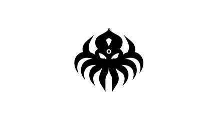 Stylized mythical beast head icon with multiple tentacles and a central eye. Abstract dark fantasy graphic symbol.