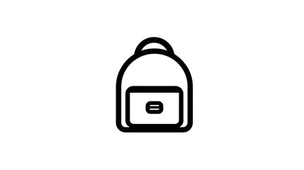 Simple black outline backpack icon, perfect for travel, education, hiking, adventure, and school supplies design element.