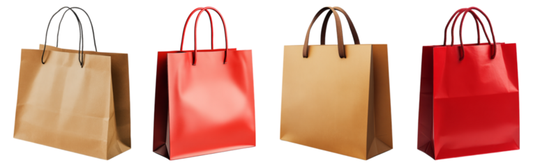 Assorted Shopping Bags in Different Colors and Styles, Isolated on Transparent Background