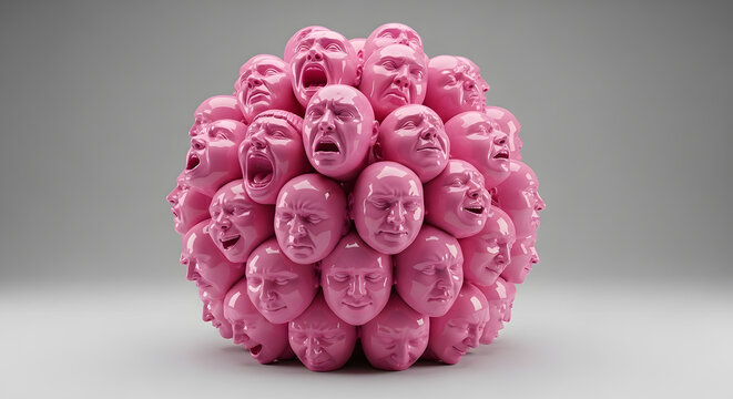 Pink Sphere of Faces: Emotional Cluster