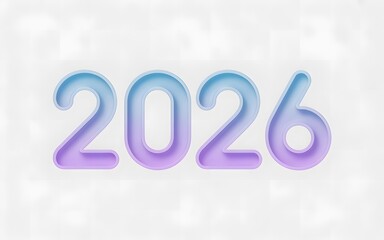 Year 2026 soft purple and blue colors 3d rendering background