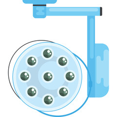 Surgical Operating Room Light Fixture With Multiple Reflectors And Clear Background Suitable For Medical And Healthcare Visuals