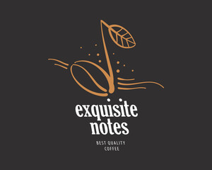 Vector logo of natural coffee beans, hand-drawn