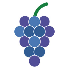 Fresh and Vibrant Grape Illustration with Green Stem and Blue Purple Berries for Healthy Eating and Agriculture Designs Ideal for Nutrition Projects