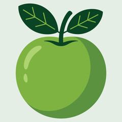 Fresh Green Apple Illustration with Leaves Symbolizing Health and Wellness Perfect for Nutrition and Eco Friendly Concepts