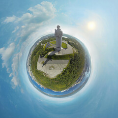Tiny Planet: Alyosha Monument Defenders of the Soviet Arctic Memorial, Murmansk, Russia
