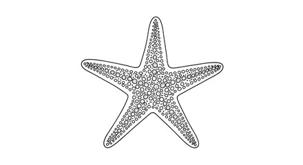 Obraz premium A detailed black and white line art illustration of a starfish with intricate dot patterns perfect for a coloring book page.