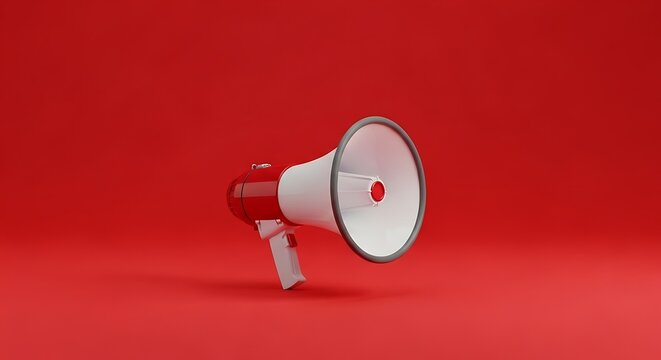 Make your announcement with this vibrant red and white megaphone for business