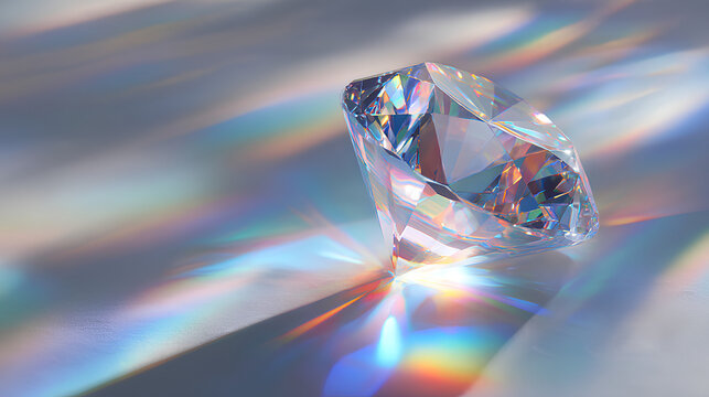diamond sparkle with futuristic lens flare rainbow effect and light refraction on minimal surface with prism glow and iridescent abstract texture - Powered by Adobe