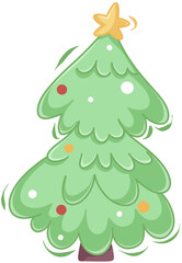 Cute decorated cartoon Christmas tree illustration