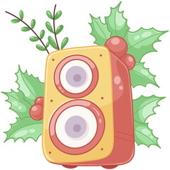 Cute Christmas Speaker with Holly Decoration