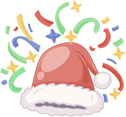 Santa hat with colorful confetti celebration