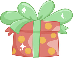 Cute Christmas Gift Box with Polka Dots and Bow