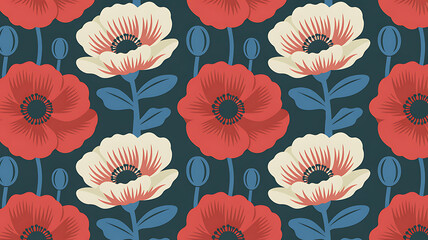 Floral Harmony A Seamless Poppy Pattern for Elegant Designs and Creative Projects