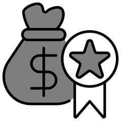 Prize Money Grey Icon Illustration