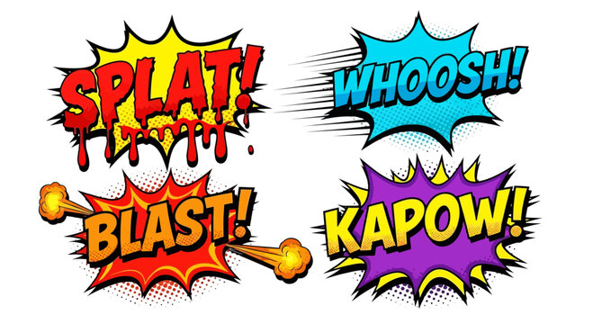 Comic Book Action Sound Effects: Splat, Whoosh, Blast, Kapow