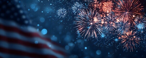 Colorful fireworks bursting in night sky during celebration, holiday festival or New Year event with sparkling lights and joyful festive atmosphere