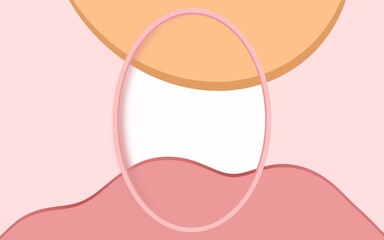 Abstract Oval Frame Background with Pastel Pink and Orange Wavy Shapes