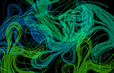 Neon Green & Blue Fluid Swirl Abstract Art