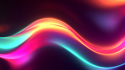 Obraz premium Irregular ripple distortion, soft glass texture effect, bright neon glow with smooth gradient flow. Vivid light refractions, futuristic aesthetic, subtle digital noise. Vector illustration